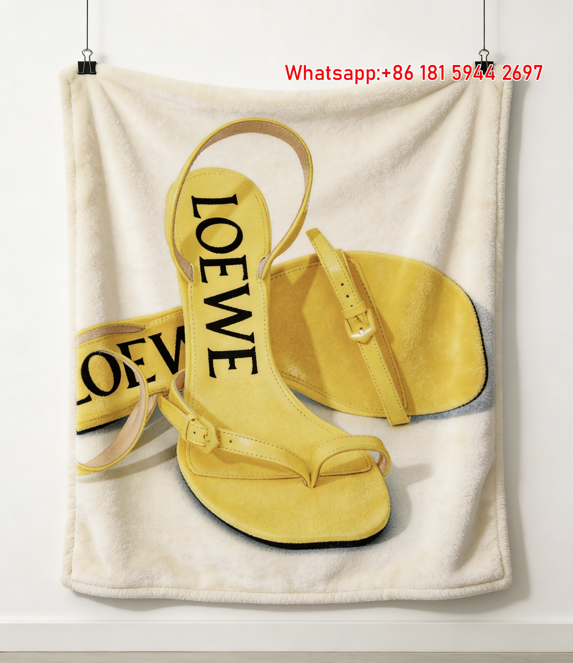 LOEWE Beach Shoes Print Flannel Throw Blanket L202
